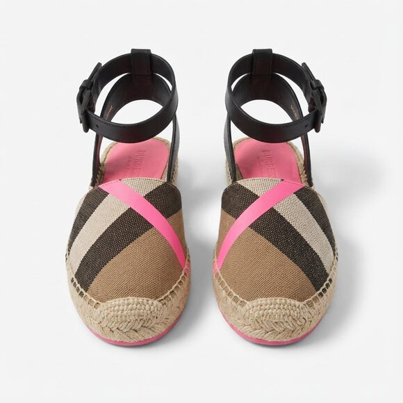 Burberry Shoes - Burberry Pink Espadrilles Size 8 Ankle Strap